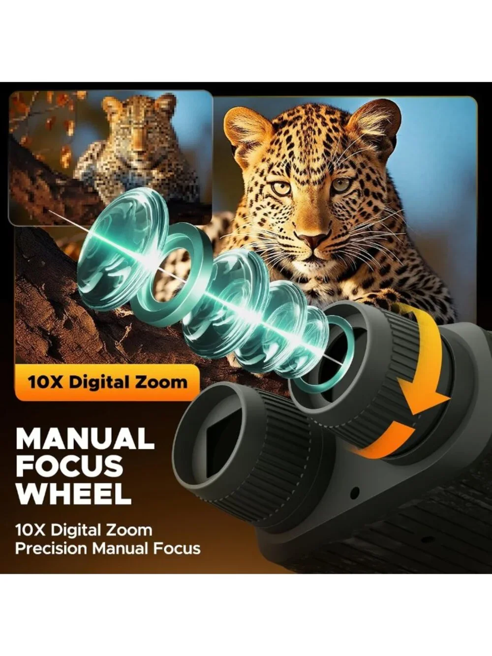 4K Night Vision Goggles with 10X Zoom, 48MP Infrared Binoculars for Hunting